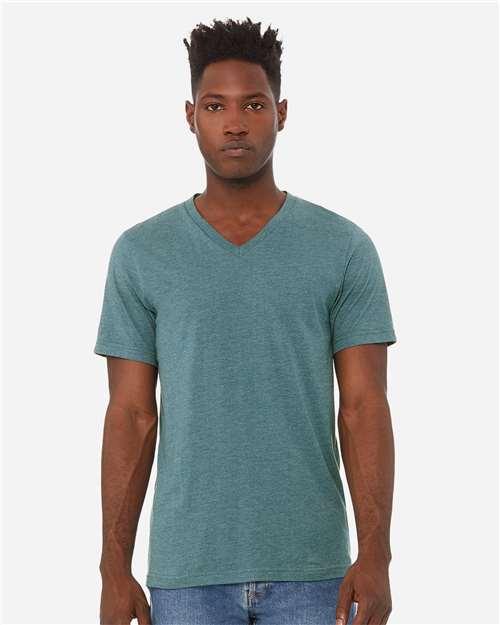 Unisex Heather CVC V-Neck Tee - M
