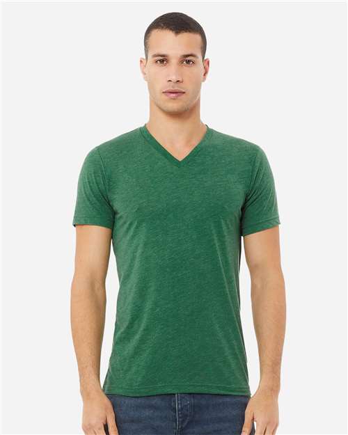 Unisex Heather CVC V-Neck Tee - M