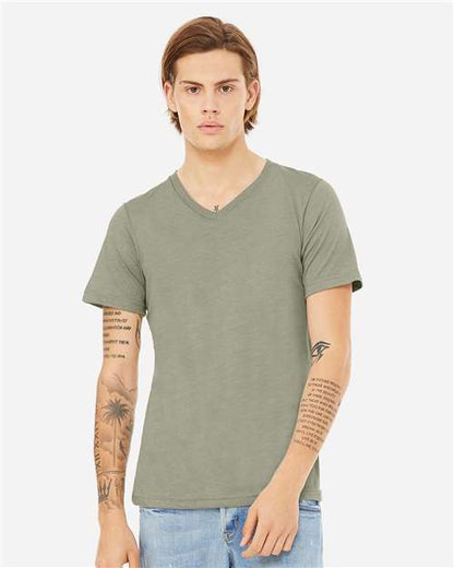 Unisex Heather CVC V-Neck Tee - L