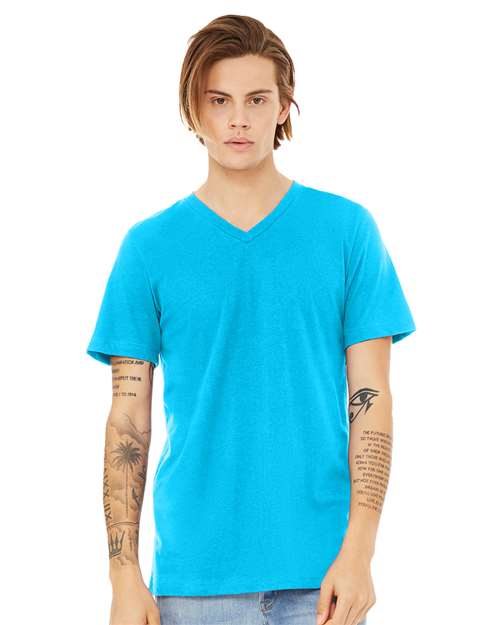 Unisex Heather CVC V-Neck Tee - XS