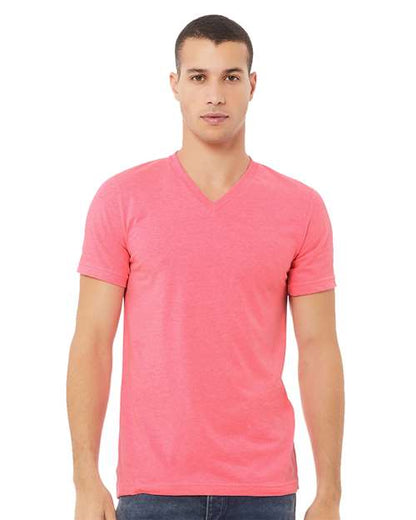 Unisex Heather CVC V-Neck Tee - L