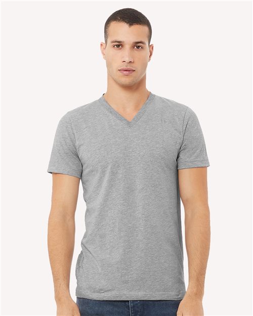 Unisex Heather CVC V-Neck Tee - XS