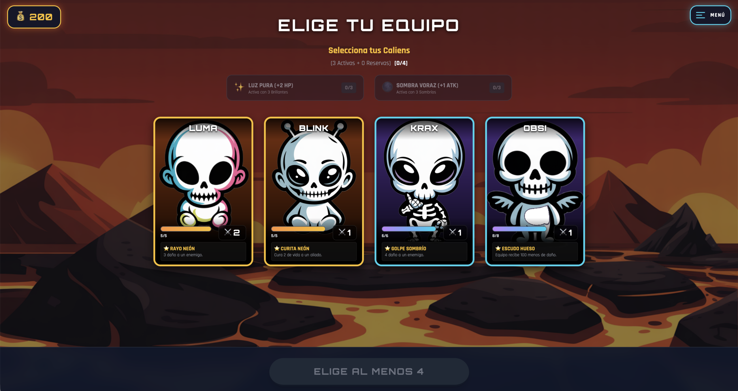 Juego de cartas Caliens
